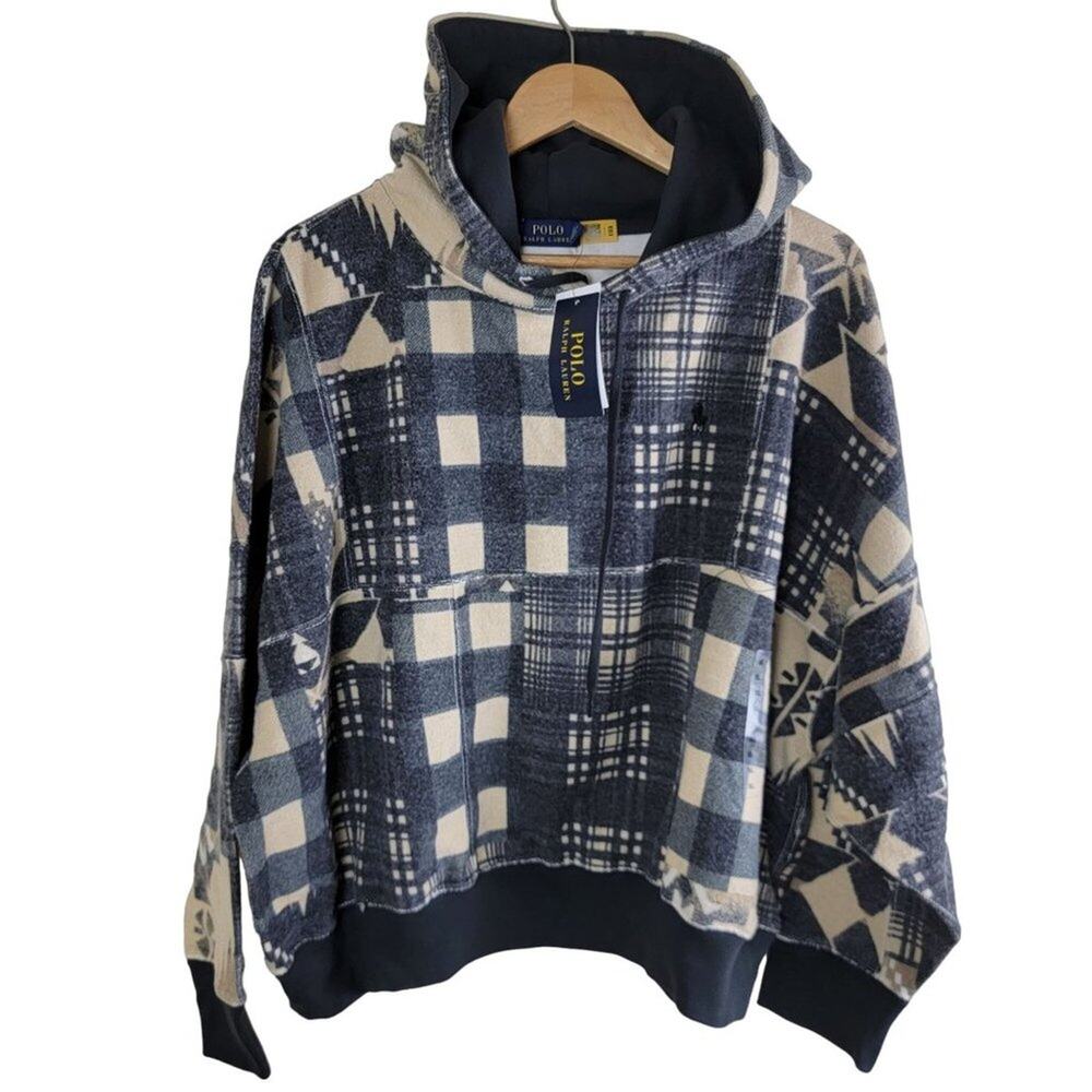 Polo Ralph Lauren Women’s Southwestern Geometric Hoodie Sweatshirt S Beige Grey
